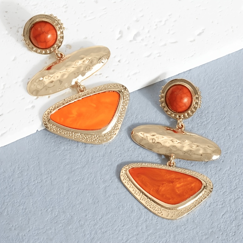 Women's Retro Golden Hammer Pattern Geometric Earrings